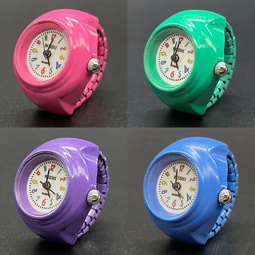 DAIIIBABYYY  -  Kids Cute Cartoon Number Watch Finger Rings Mini Clock Watches Elastic Strap Ring Women Men Funny anillos Jewelry Gift